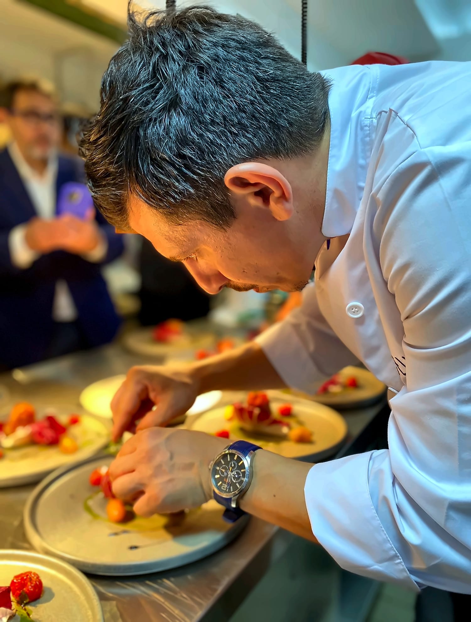 Chef Ufuk Ozan plating desserts